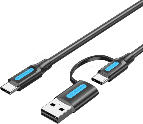 Photo de Adaptateur 2en1 USB-C Vention vers USB-A  + USB-C 0.5m (Noir)