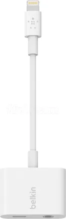 Photo de Adaptateur Belkin RockStar Lightning vers Jack 3,5mm + Lightning M/F (Blanc)