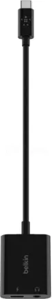 Photo de Adaptateur Belkin USB-C vers Jack 3,5mm + USB-C M/F (Noir)