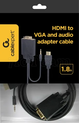 Photo de Adaptateur CableXpert HDMI mâle vers VGA Mâle + Jack 3.5mm 1.8m (Noir)
