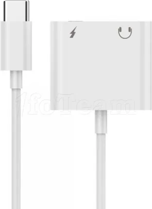 Photo de Adaptateur CableXpert USB-C vers Jack 3,5mm + USB-C M/F (Blanc)
