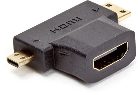 Photo de Adaptateur D2 Diffusion Micro HDMI mâle (Type D) et Mini HDMI mâle (Type C) vers HDMI femelle (Type A) (Noir)