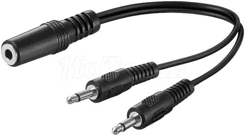 Photo de Adaptateur Goobay Jack 3"1/2 F vers 2x Jack 3"1/2 F 20cm (Noir)