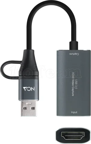Photo de Adaptateur Nanocable USB-C/USB-A mâle vers HDMI femelle (Gris)