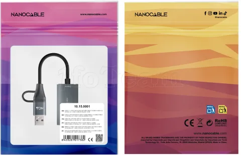 Photo de Adaptateur Nanocable USB-C/USB-A mâle vers HDMI femelle (Gris)