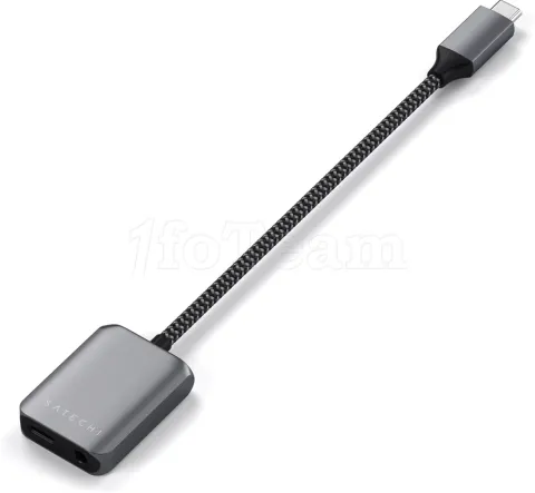 Photo de Adaptateur Satechi USB Type C vers Jack 3,5mm M/F (Gris)