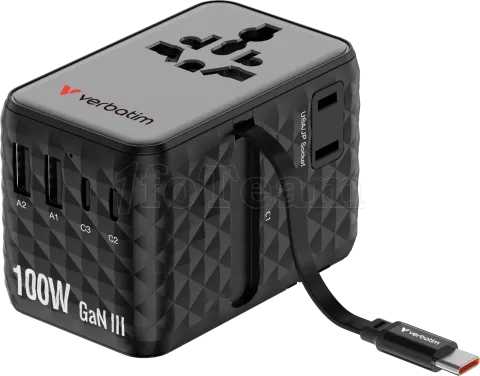 Photo de Adaptateur universel de voyage Verbatim Charge'n'Travel 100W (Noir)