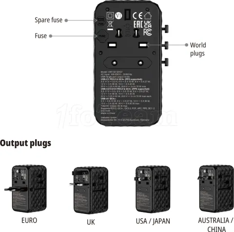 Photo de Adaptateur universel de voyage Verbatim Charge'N'Travel 85W (Noir)