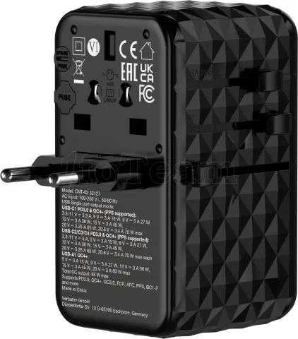 Photo de Adaptateur universel de voyage Verbatim Charge'N'Travel 85W (Noir)
