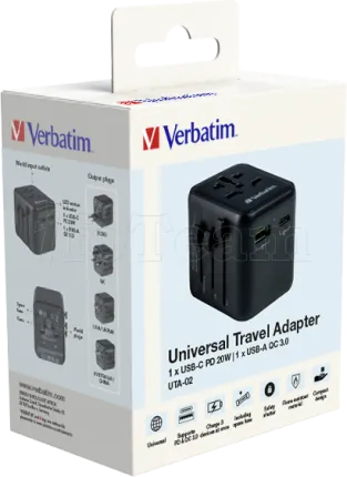 Photo de Adaptateur universel de voyage Verbatim UTA-02 20W (Noir)