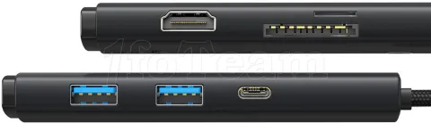 Photo de Adaptateur USB 3.0 Type C Baseus Lite vers HDMI, lecteur de carte SD et USB Type A/C (Noir)