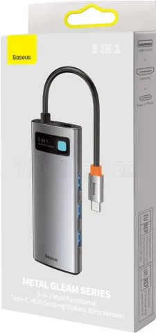 Photo de Adaptateur USB 3.0 Type C Baseus Metal Gleam 5en1 (Gris)