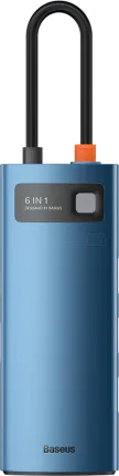 Photo de Adaptateur USB 3.0 Type C Baseus Metal Gleam 6en1 (Bleu)