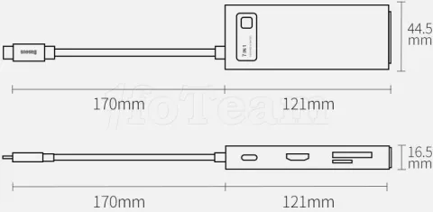 Photo de Adaptateur USB 3.0 Type C Baseus Metal Gleam 7en1 (Gris)