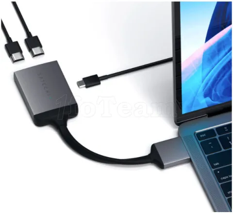 Photo de Adaptateur USB 3.0 Type C double Satechi vers 2x HDMI (Gris)