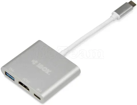 Photo de Adaptateur USB 3.0 Type C IBox vers USB A, HDMI et USB C (Argent)