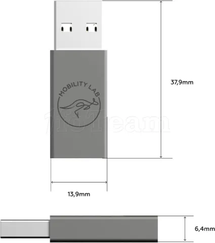 Photo de Adaptateur USB 3.0 Type C Mobility Lab vers USB Type A OTG (Argent)