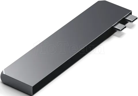 Photo de Adaptateur USB 3.0 Type C pour Macbook M2 Satechi Pro Hub Slim vers HDMI, SD, USB-A et Type C (Gris)