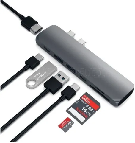 Photo de Adaptateur USB 3.0 Type C Satechi vers HDMI + Lecteur de Carte Micro SD/SD et Hub3x Thunderbolt + 2x USB 3.0 pour Mac Book Pro