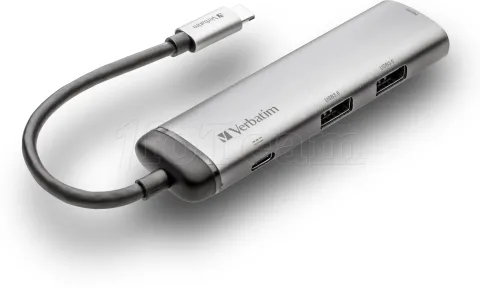 Photo de Adaptateur USB 3.0 Type C Verbatim vers HDMI, USB Type C et A (Argent)