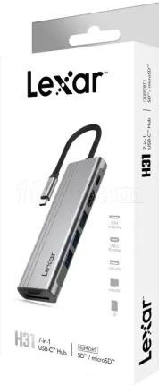Photo de Adaptateur USB 3.2 Type C Lexar H31 vers HDMI, USB Type A/C, carte SD&Micro SD (Argent)