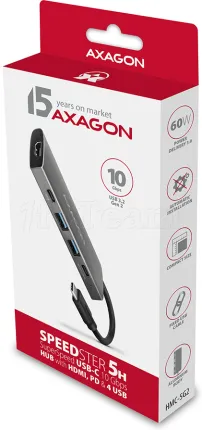 Photo de Adaptateur USB-C 3.2 Axagon HMC-5G2 vers HDMI, 4x USB-A/C (Gris)