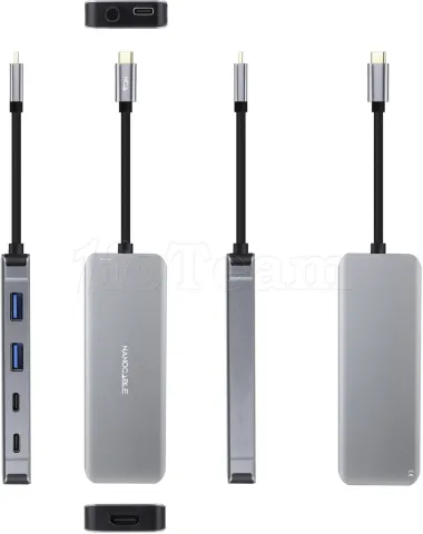 Photo de Adaptateur USB-C 3.2 Nanocable vers HDMI, USB Type A/C (Gris)