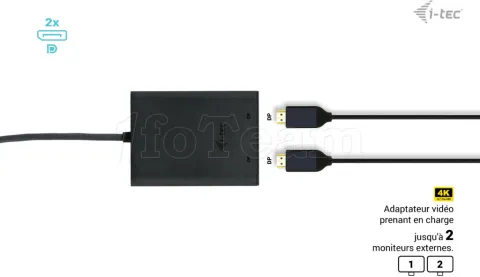 Photo de Adaptateur USB-C I-Tec vers 2x DisplayPort (Noir)