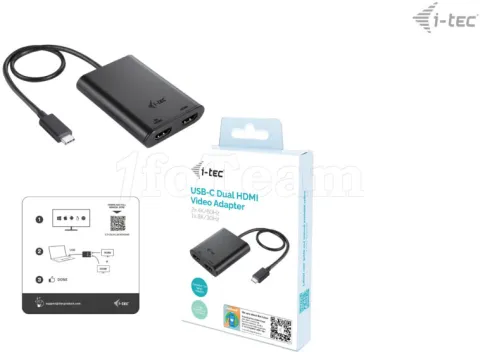 Photo de Adaptateur USB-C I-Tec vers 2x HDMI (Noir)