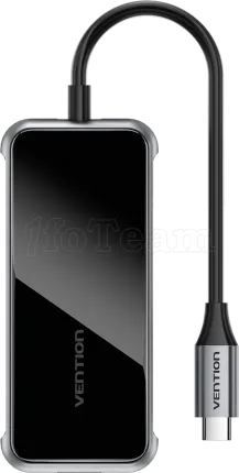 Photo de Adaptateur USB-C Vention vers 1x HDMI + 1x USB-C + 3x USB-A 0.15m (Noir