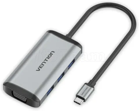Photo de Adaptateur USB-C Vention vers 3x USB-A + 1x HDMI + 1x VGA + 1x USB-C 87W 0.15m (Gris)