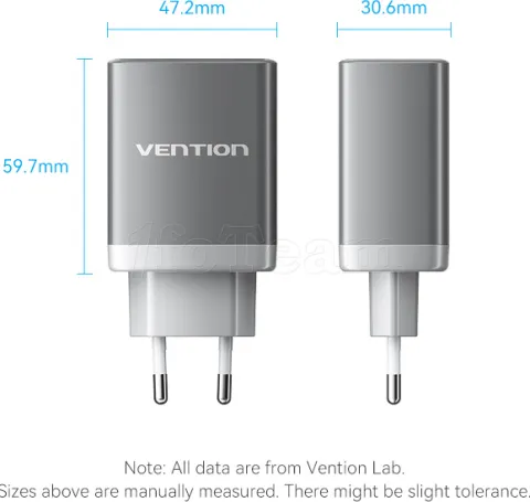 Photo de Adaptateur USB-C Vention vers USB-A + HDMI avec chargeur 65W (Gris)