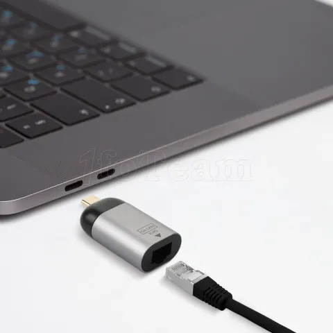 Photo de Adaptateur USB Type C T'nB iClick vers RJ45 4K Ultra HD (Argent)