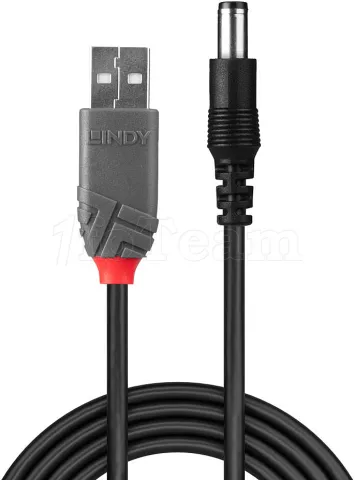 Photo de Adaptateur USB vers prise DC (2,5x5,5mm) Lindy 1,5m (Noir)