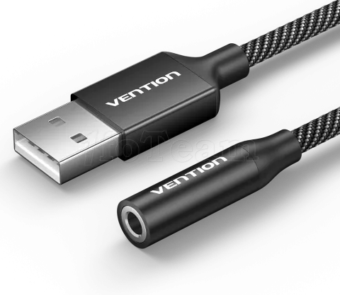 Photo de Adaptateur Vention USB-A mâle vers Jack 3.5mm femelle 0.25m (Noir)