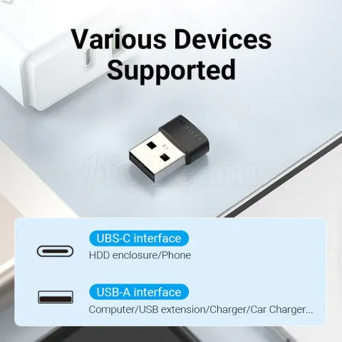 Photo de Adaptateur Vention USB-A vers USB-C (Noir)