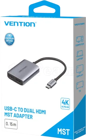 Photo de Adaptateur Vention USB-C mâle vers 2 x HDMI femelle 0.15m (Gris)