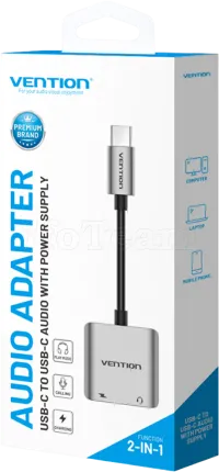 Photo de Adaptateur Vention USB-C vers USB-C Audio 0.1m (Gris)
