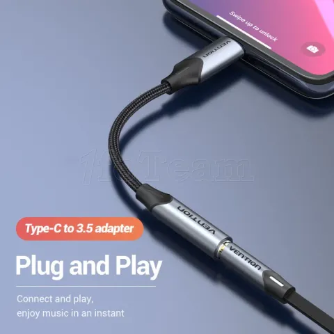 Photo de Adapteur Vention  USB-C vers 3.5mm 0.1m (Noir)