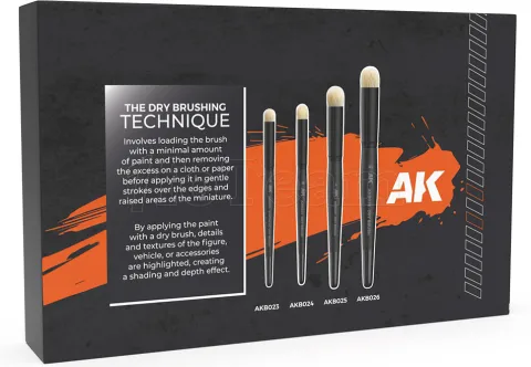 Photo de AK Interactive Pinceau Synthetique - Dry Coffret 4 Pinceaux