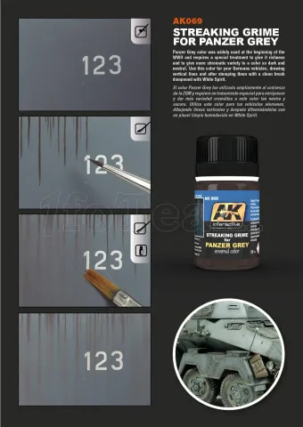 Photo de Ak Interactive Pot d'Enamel Effects - Streaking Grime for Panzer Grey Vehicles (35ml)