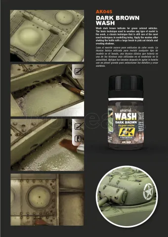 Photo de Ak Interactive Pot d'Enamel Effects - Wash Dark Brown For Green Vehicles (35 ml)