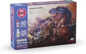 Photo de Ak Interactive Quick Gen - Quick Paint Set (Set 100 Refs (80 Quick Gen + 20 Acrylic) + 3 Brush)