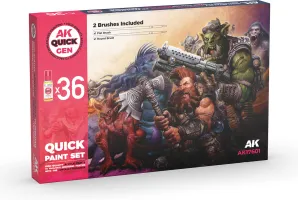 Photo de Ak Interactive Quick Gen - Quick Paint Set (Set 36 Refs + 2 Brush)