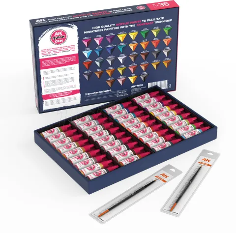 Photo de Ak Interactive Quick Gen - Quick Paint Set (Set 36 Refs + 2 Brush)