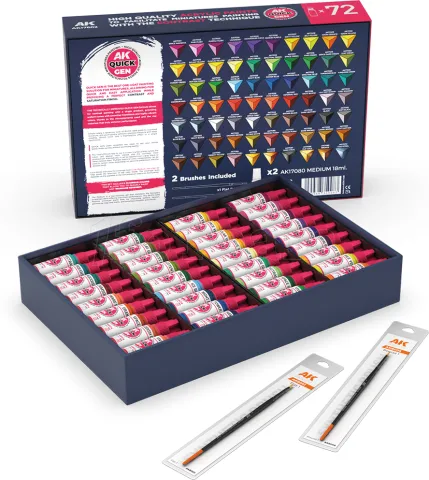Photo de Ak Interactive Quick Gen - Quick Paint Set (Set 72 Refs + 2 Medium + 2 Brush)