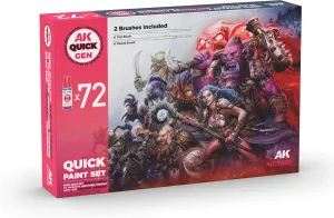 Photo de Ak Interactive Quick Gen - Quick Paint Set (Set 72 Refs + 2 Medium + 2 Brush)