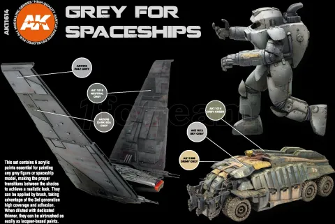 Photo de Ak Interactive Set de Peinture - Grey for Spaceships Colors Set