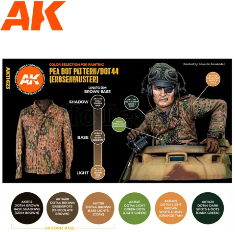 Photo de Ak Interactive Set de Peinture - Waffen Ss 44 Dot Uniform Colors 3G