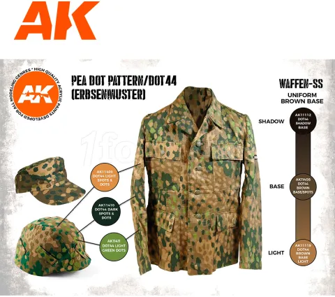 Photo de Ak Interactive Set de Peinture - Waffen Ss 44 Dot Uniform Colors 3G